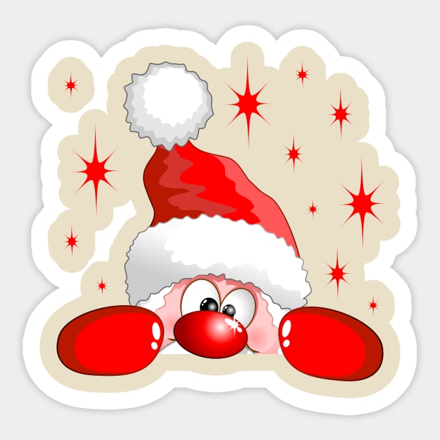 Funny Santa and Reindeer Cartoon Sticker by BluedarkArt